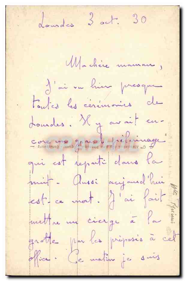 CPA Lourdes Les Arcades du Rosaire — Verso