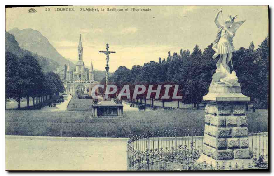 Lourdes. St-Michel, la Basilique et l'Esplanade — Éditeur CPA, n° 35