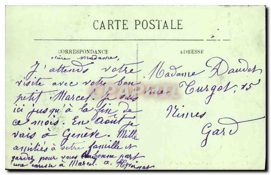 CPA Royat Le Place Allart et les Hotels Automobile — Rückseite
