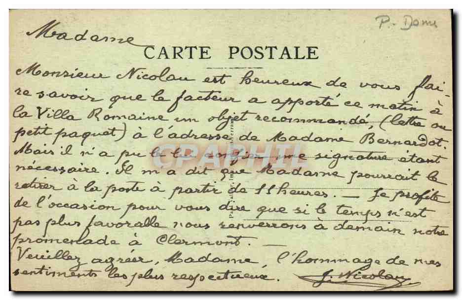 ROYAT-les-BAINS (Auvergne) — L'Agence Immobilière SERINDAT et le Boul'd Bazin Supérieur — éditeur non visible — Rückseite