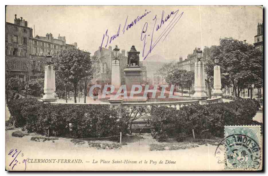 CPA Clermont Ferrand La Place Saint Herem et le Puy de Dome
