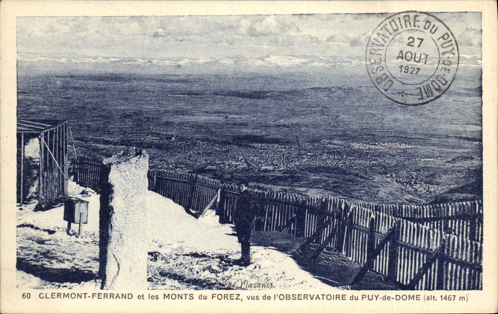 Clermont-Ferrand et les Monts du Forez — vue depuis l'Observatoire du Puy-de-Dôme — édition spéciale du Bureau des Télégraphes et Téléphones de l'Observatoire