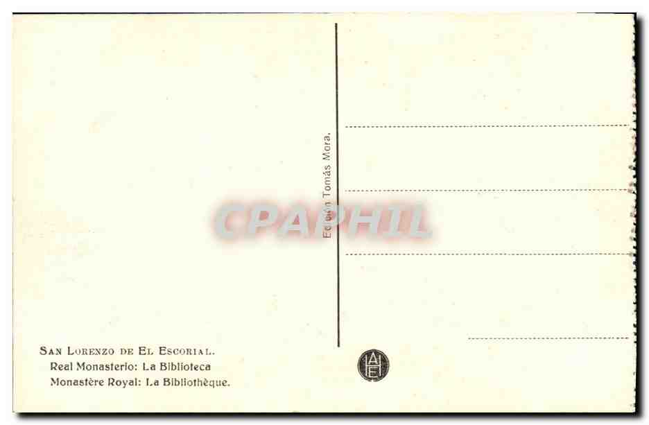 San Lorenzo de El Escorial — Bibliothèque royale — Édition Tomás Mora — Rückseite