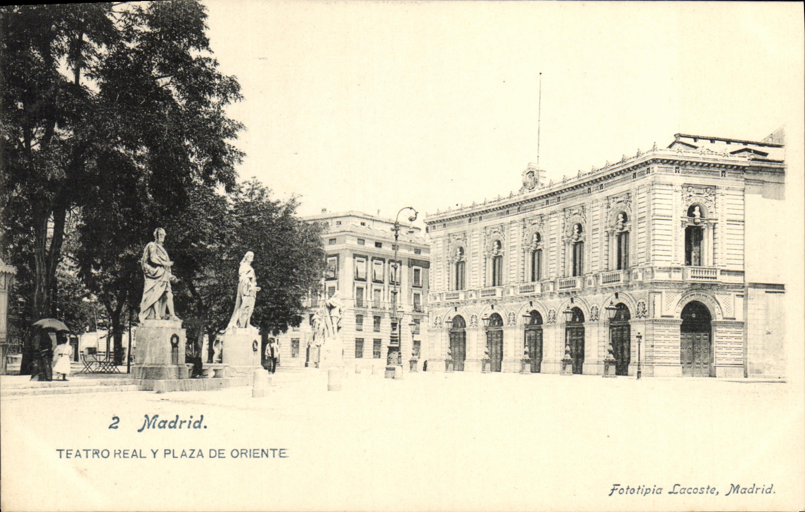 Madrid — Théâtre Royal et Place d'Orient — Fototipia Lacoste, Madrid