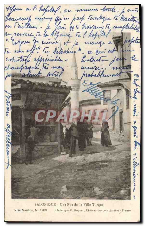 CPA Salonique Une Rue de la Ville Turque Grece Turquie 