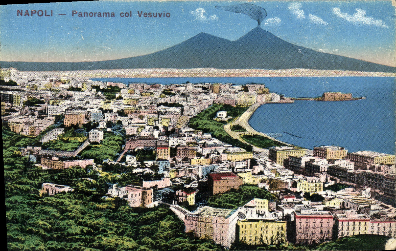 CPA Napoli Panorama col Vesuvio Volcan
