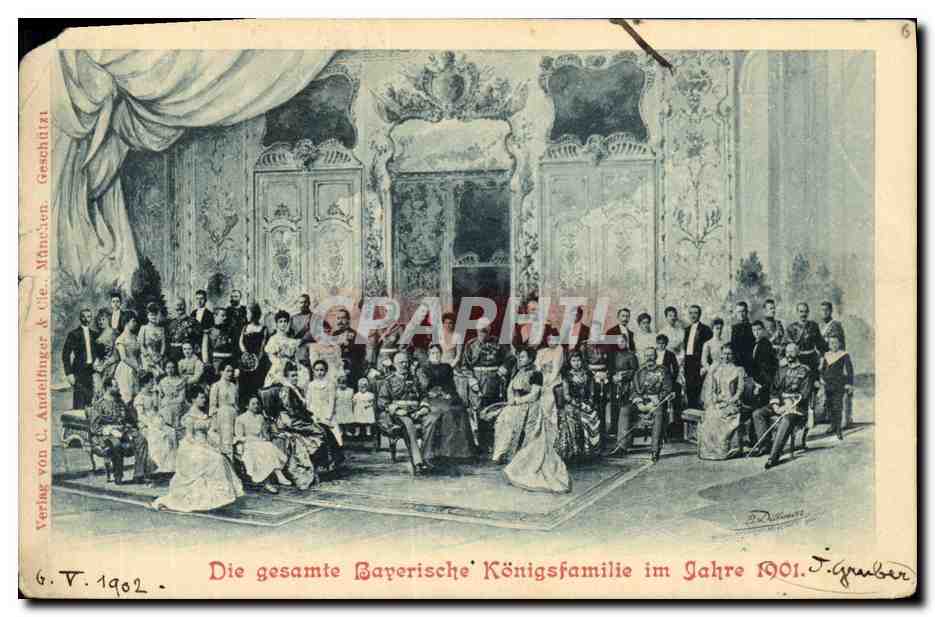 CPA Die gesamte Bayerische Konigsfamilie in Jahre 1901