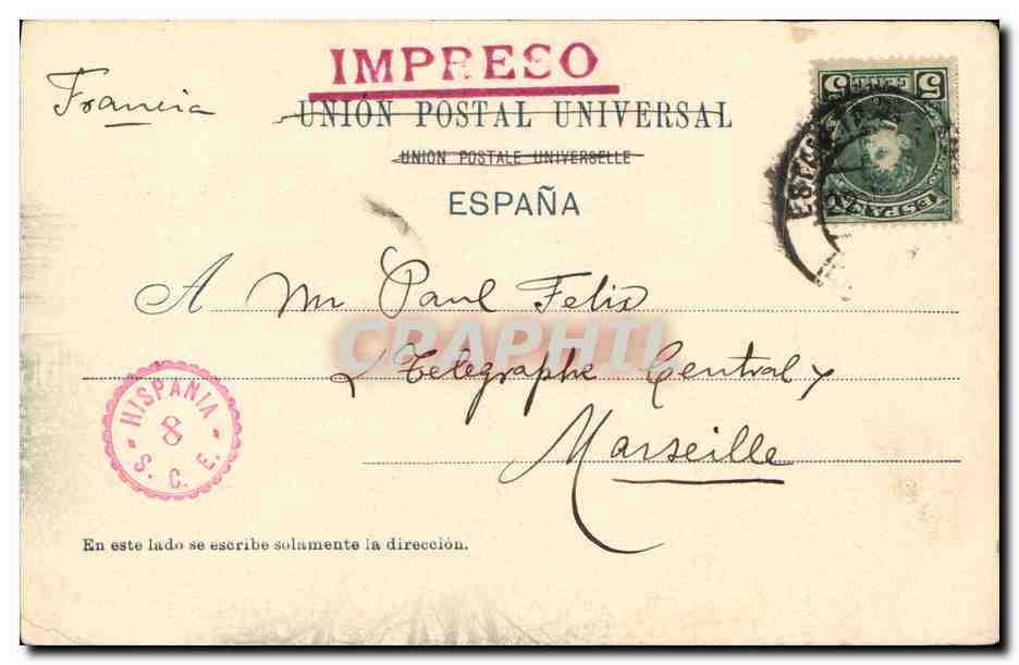 CPA Barcelona Ronda de San Pedro — Rückseite