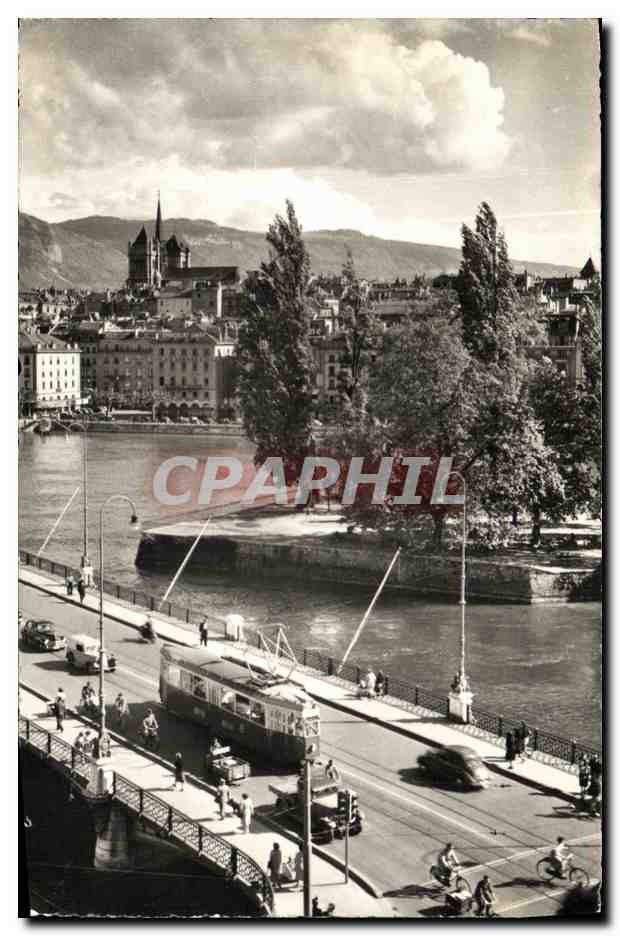 CPM Geneve lle J J Rousseau et les Tours de St Pierre