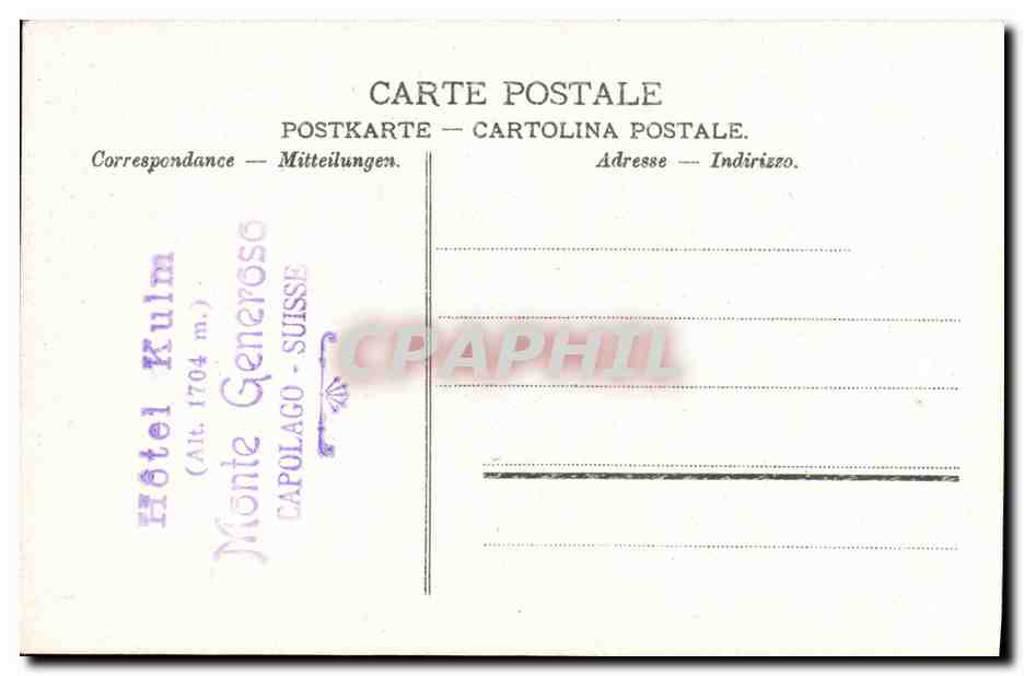 CPA Monle Generoso Furicolare al Monte Generoso  — Rückseite