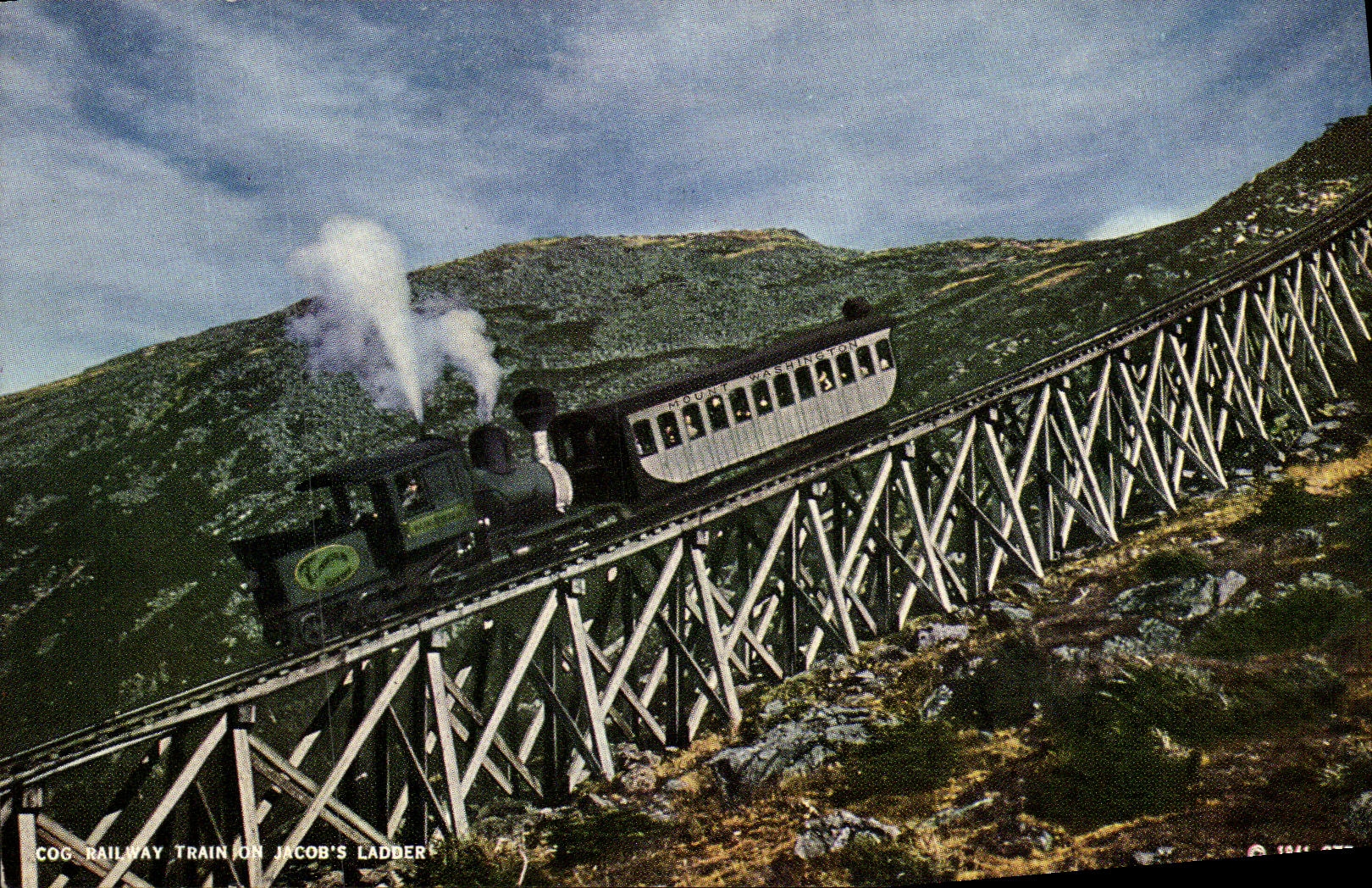 CPA Cog Railway Train On Jacobs Ladder Monut Washington White