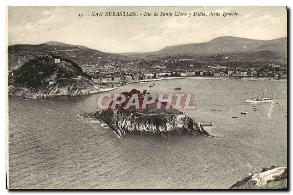San Sebastián — Isla de Santa Clara y Babia, desde Igueldo — Édition G. G. Galarza