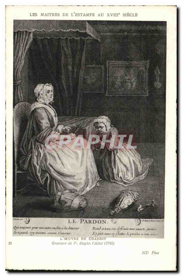Les Maîtres de l'Estampe au XVIIIe siècle — Le Pardon — Gravure de P. Dupin (1743) — ND Phot
