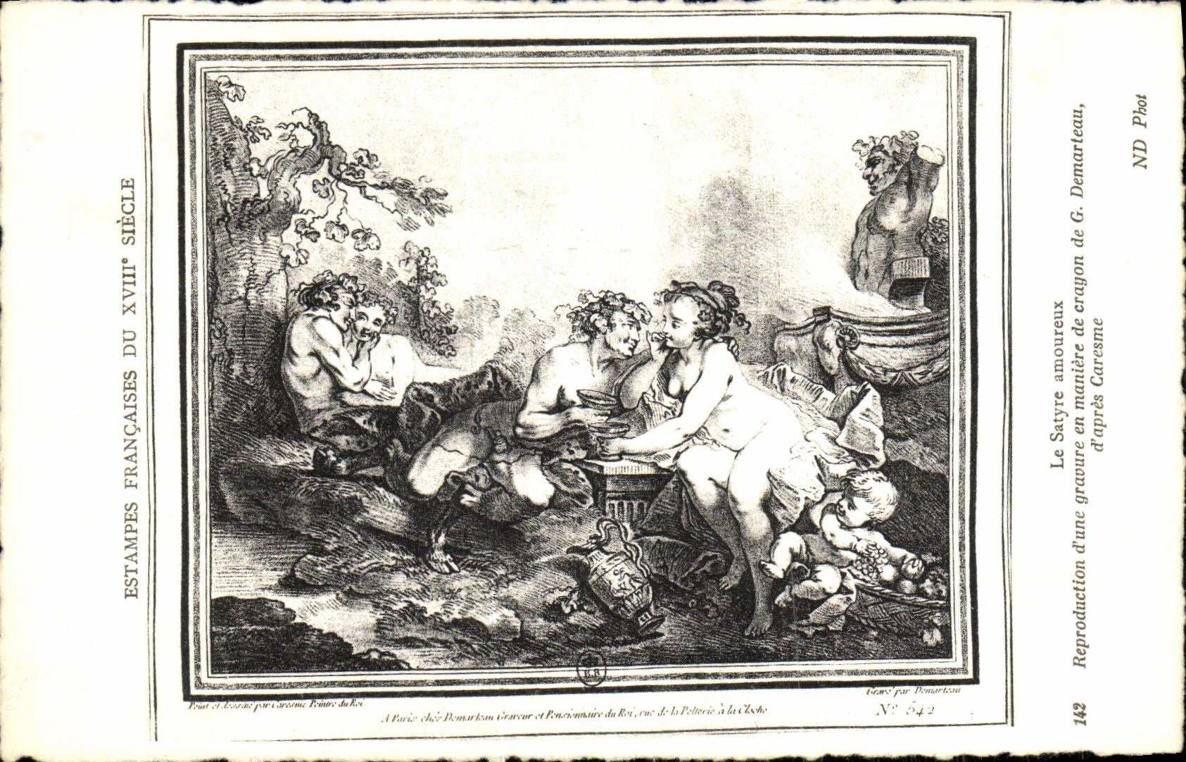 CPA L Estampe du 18eme Le satyre amoureux Demarteau Caresme 