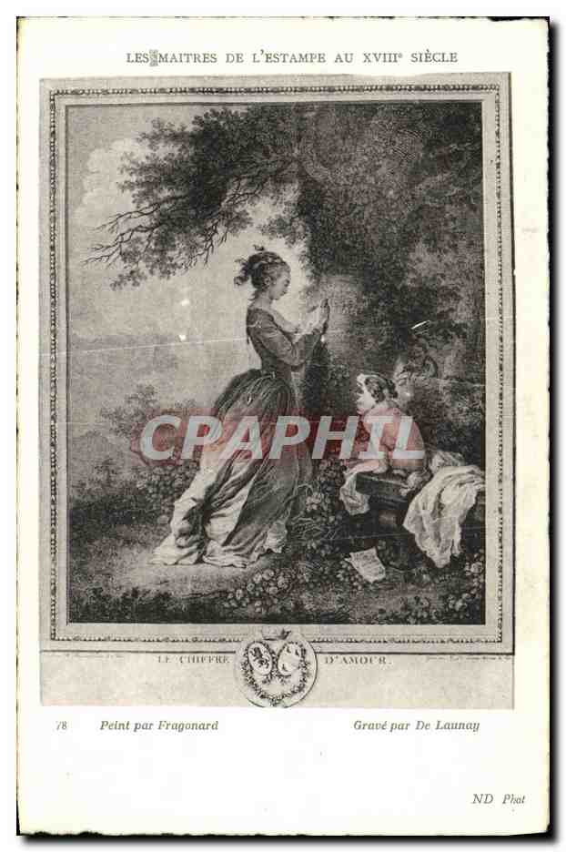 CPA L Estampe Les Maitres 18eme Siecle Fragonard Launay Le chiffre d amour