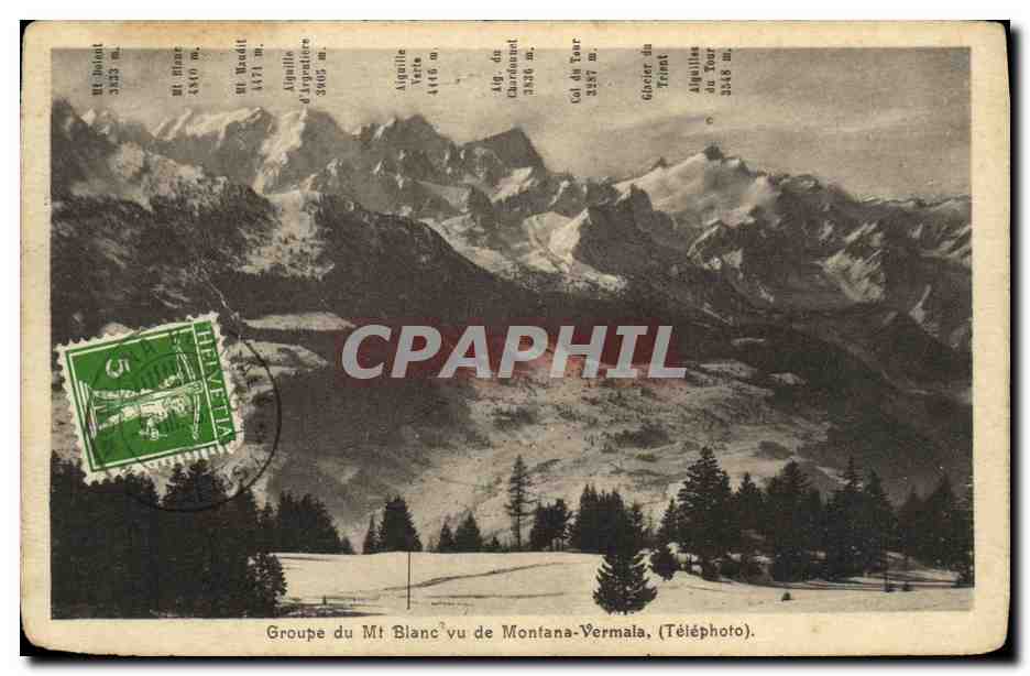 CPA Groupe du Mt Blanc vu de Montana Vermala