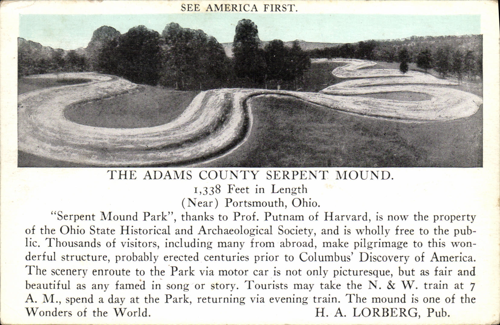 CPA The Adams Country Serpent Mound Feet in Length Near Portsmouth Ohio