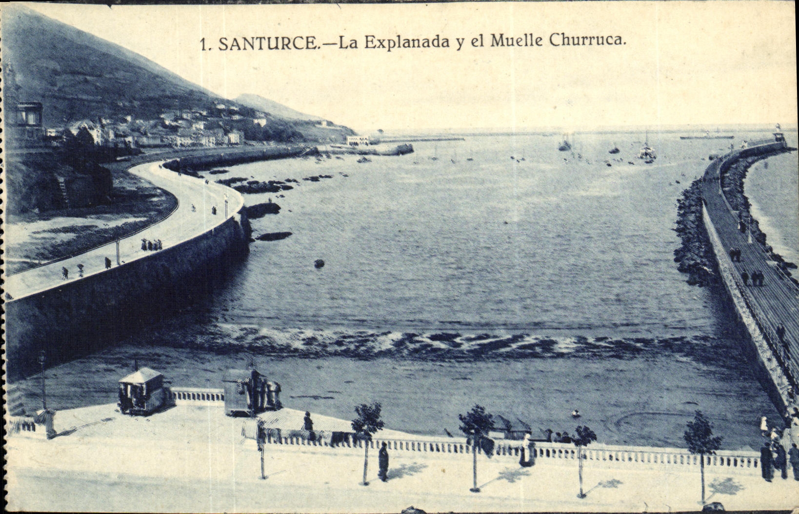 CPA Santurce La Explanada y el Muelle Churruca