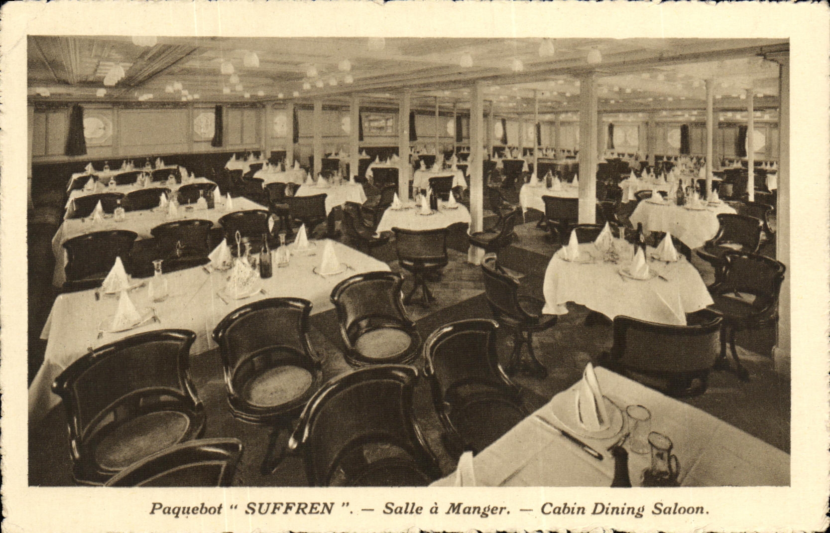 Paquebot "SUFFREN" — Salle à Manger — Cabin Dining Saloon