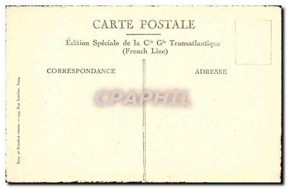 Paquebot "SUFFREN" — Salle à Manger — Cabin Dining Saloon — Rückseite