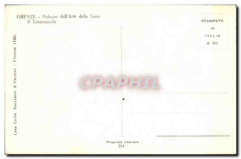 CPA Firenze Palazzo dell arte della Lana ll Tabernacolo — Rückseite