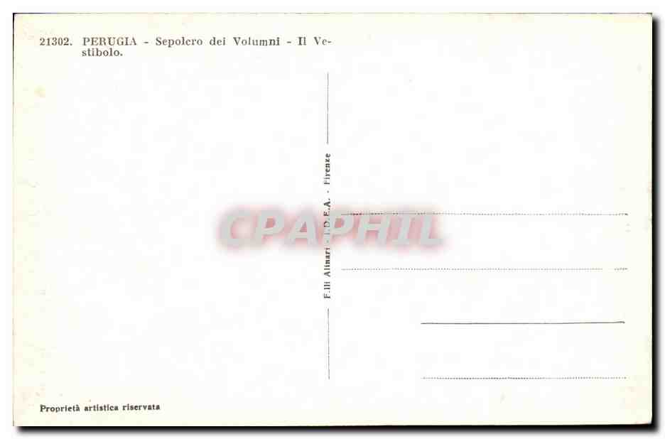 CPA Perugia Sepolero dei Volumni ll Vestibolo — Rückseite