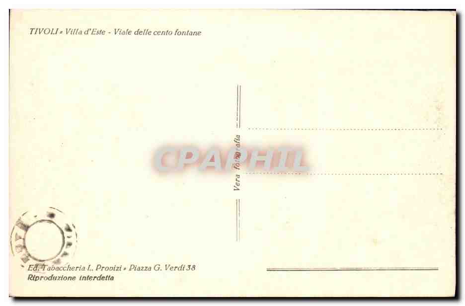 CPA Tivoli Villa d Este Viale delle cento fontane — Rückseite