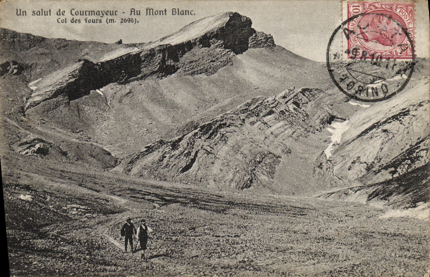 CPA Un salut de Courmayeur Au Mont Blanc Col des Fours 