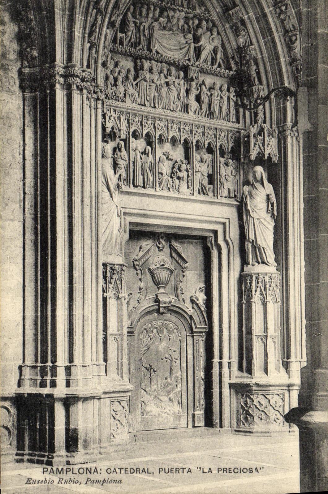 CPA Pamplona Catedral Puerta La Preciosa