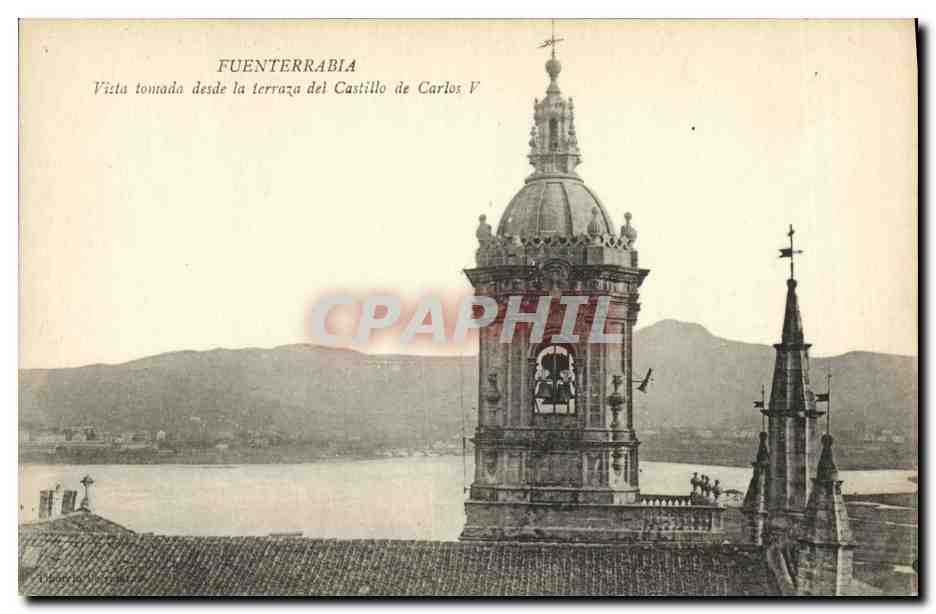 CPA Fuenterrabía Vista tomda desde la terraza del Castillo de Carlos V