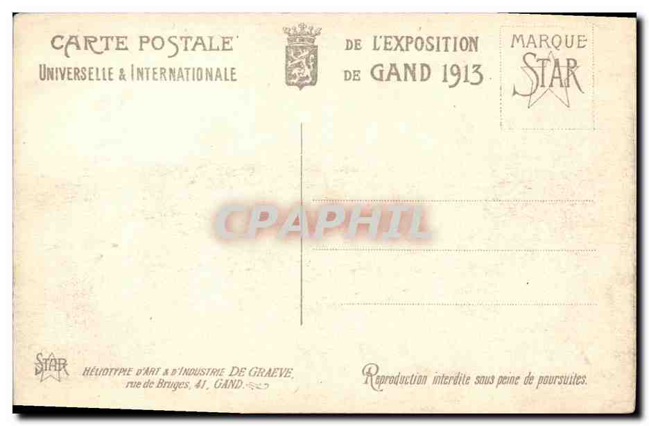 CPA Exposition Universelle de Gand 1913 Le Halle International — Rückseite