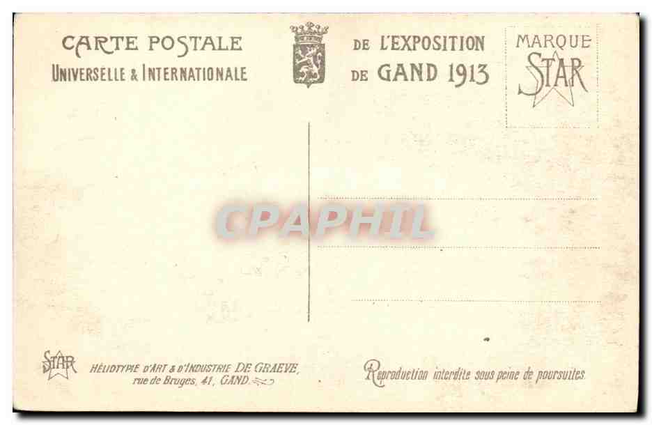CPA Exposition Universelle et Internationale Gand 1913 Les Pavillons d Ostende de Monaco et du Canadian Pacific Railway — Rückseite