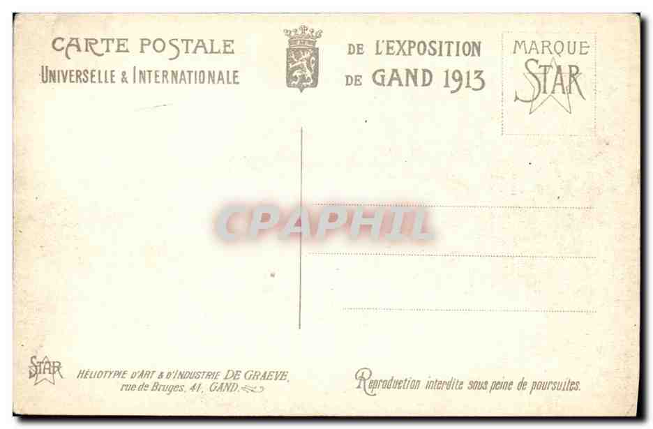 Palais de l'Agriculture et de l'Horticulture française — Exposition Universelle de Gand - 1913 — éditeur STAR, n° 35 — Reverso
