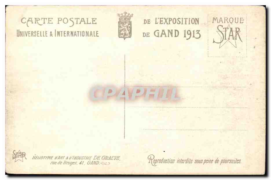 CPA Exposition Universelle de Gand 1913 Le Restaurant Allemand — Rückseite