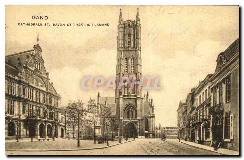 CPA Gand Cathedrale St Bavon et Theatre Flamand