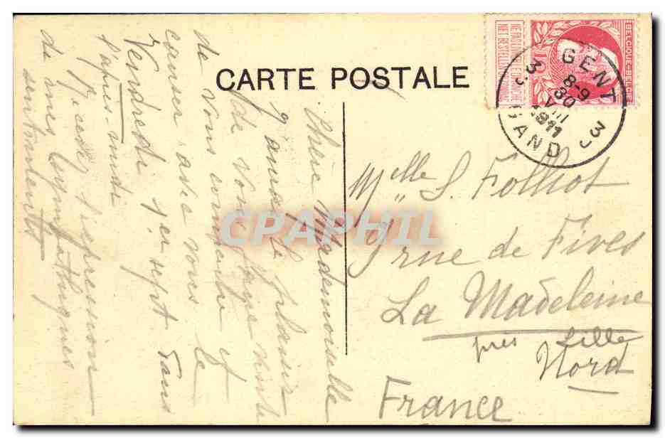 CPA Gand Cathedrale St Bavon et Theatre Flamand — Rückseite