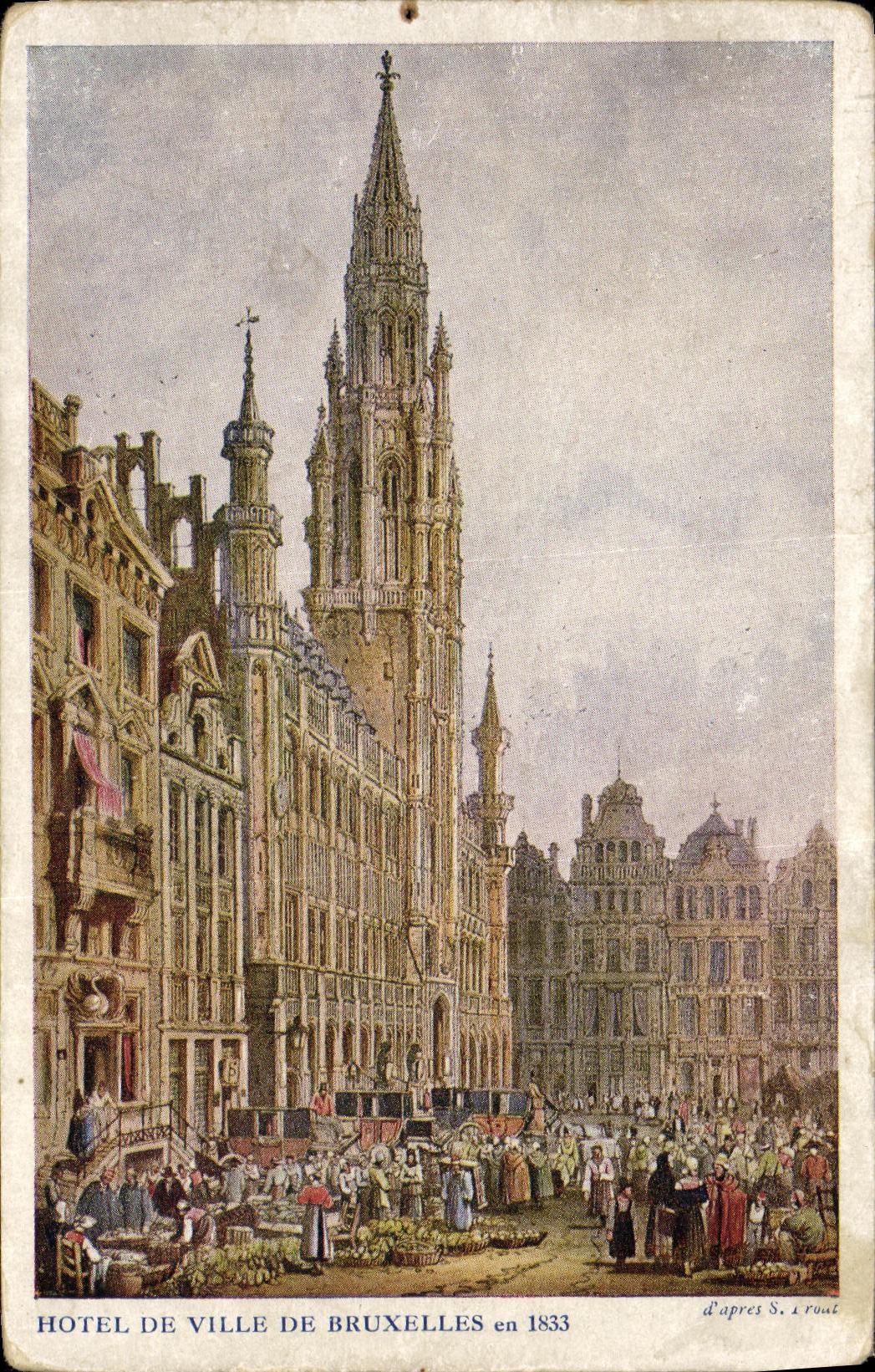 CPA Hotel de Ville Bruxelles en 1833