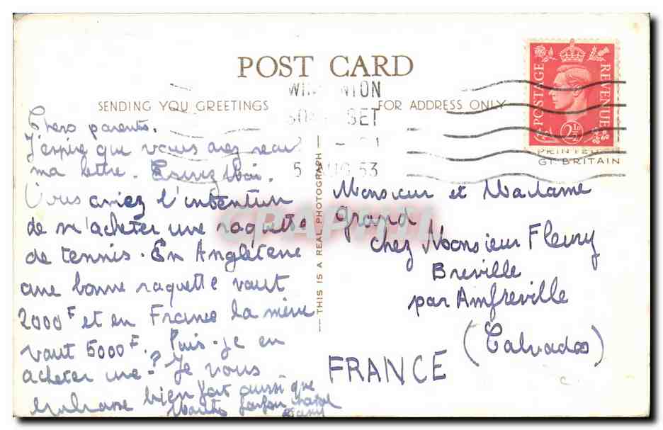 Église de Saint-Pierre et Saint-Paul — Wincanton — carte postale ancienne — Verso