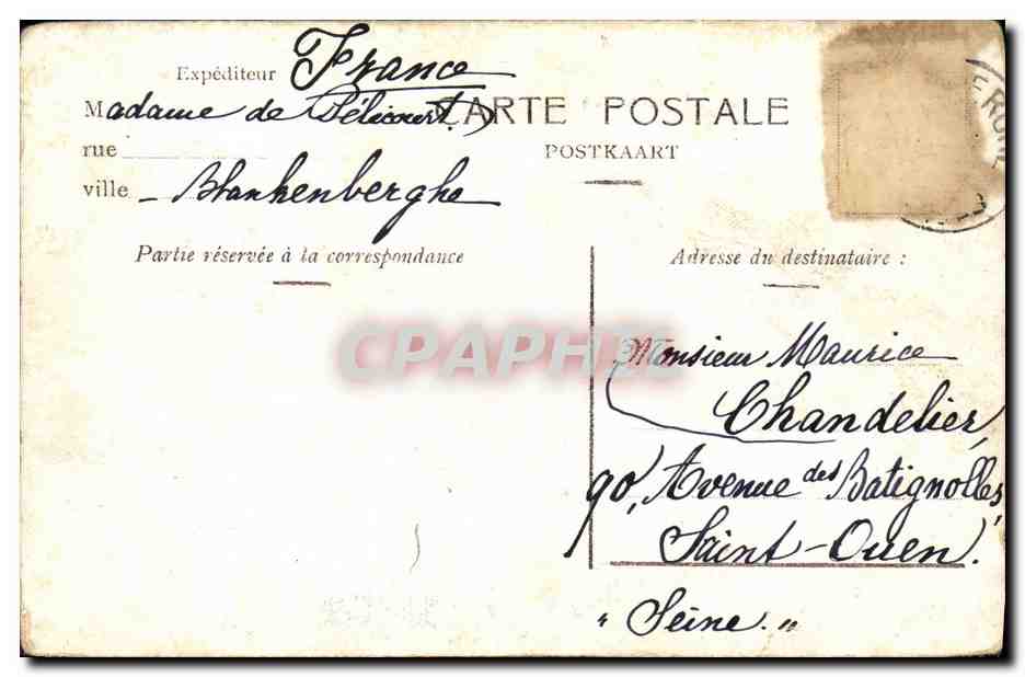 CPA Blankenberghe Digue de Mer et les Villas — Rückseite