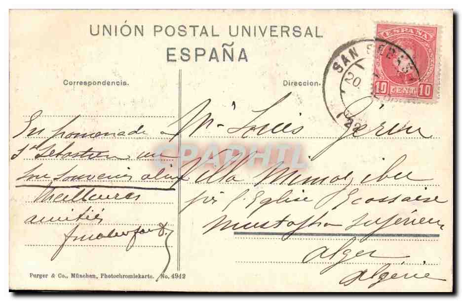 CPA San Sebastian Calle Hernani — Verso