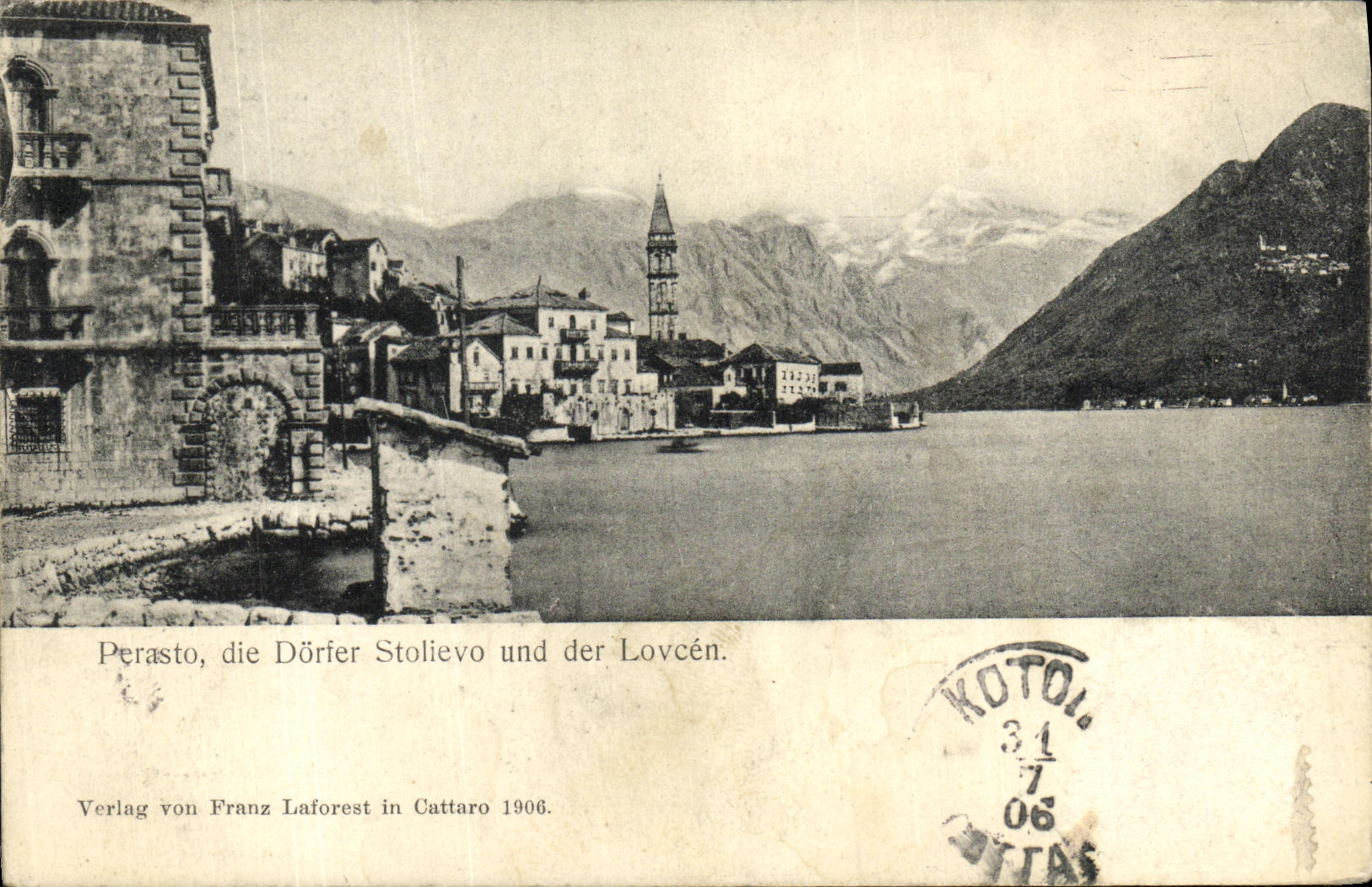 CPA Perasto die Dorfer Stolievo und der Lovcen 