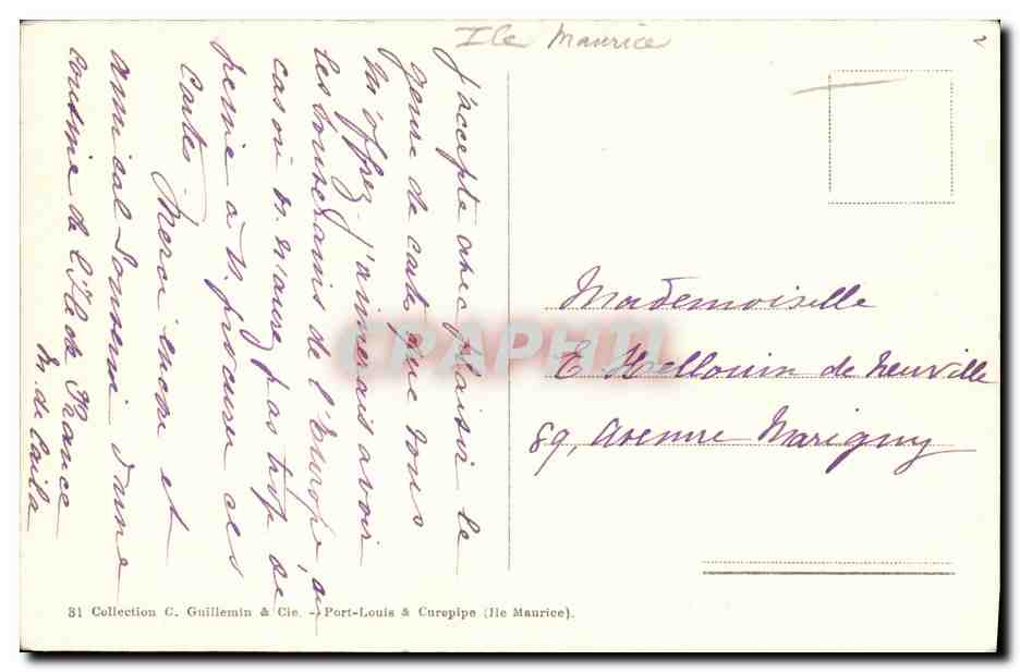 CPA La Rade de Mahebourg a Vol d Oiseau Il Maurice — Rückseite