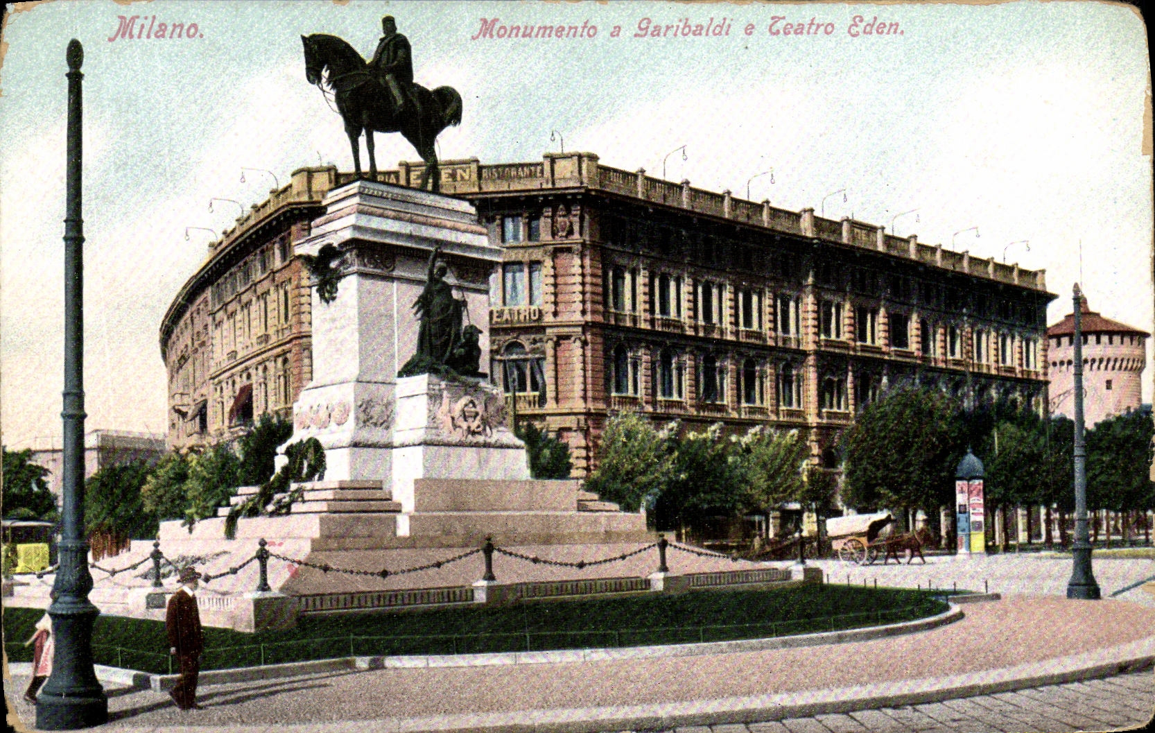 CPA Milano Monumento Garibaldi Teatro
