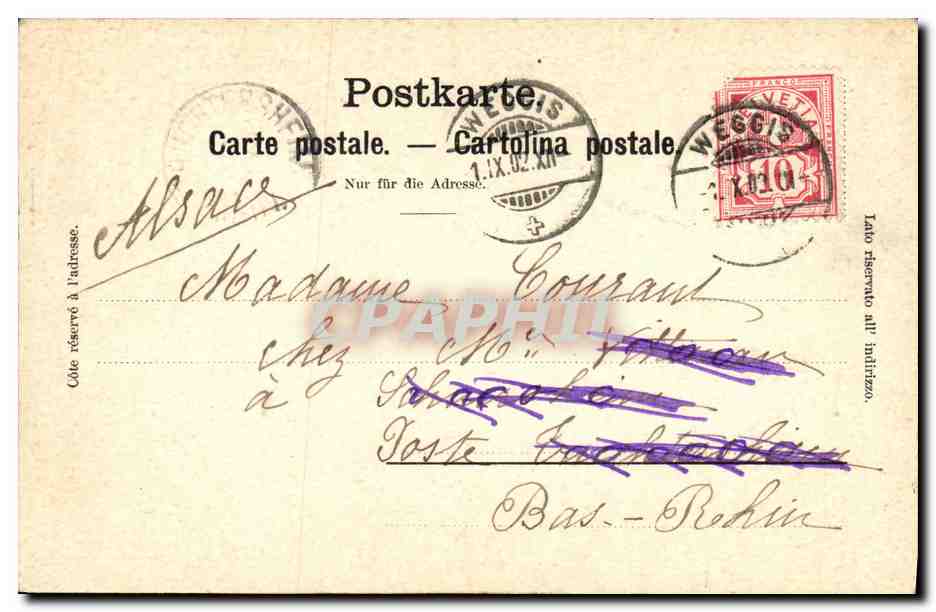 Crissé aux Weissis — Hôtel Höhler et vue du lac — E. G. CETTE, Phot. Luzern, N° 228 — Verso