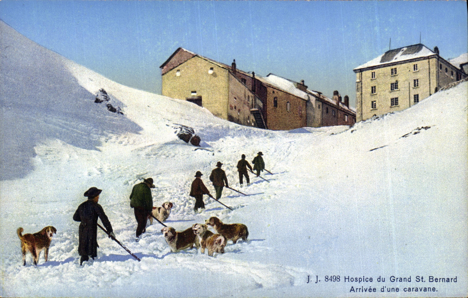 Arrivée d'une caravane — Hospice du Grand St Bernard — J.J. 8498
