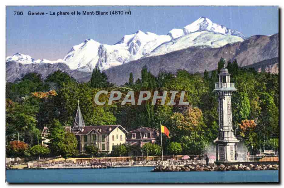 CPA Geneve Le Phare et le Mont Blanc