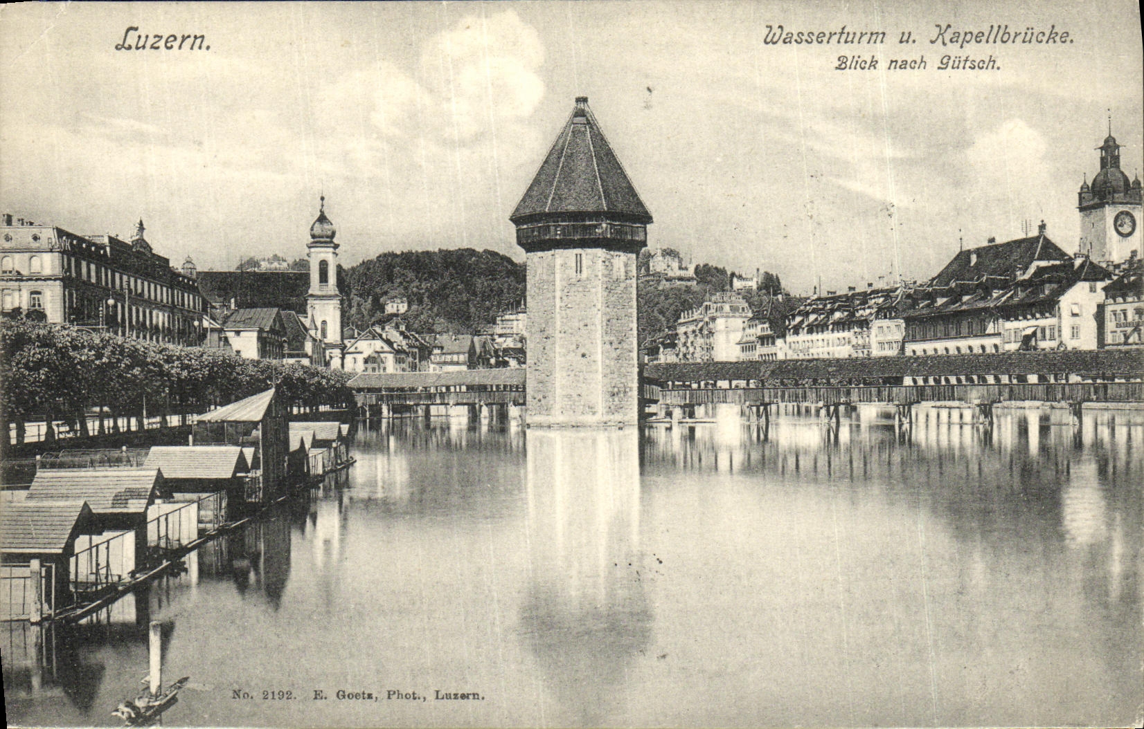 CPA Luzern Wasserturm Kapellbruecke Blick nach Gutsch