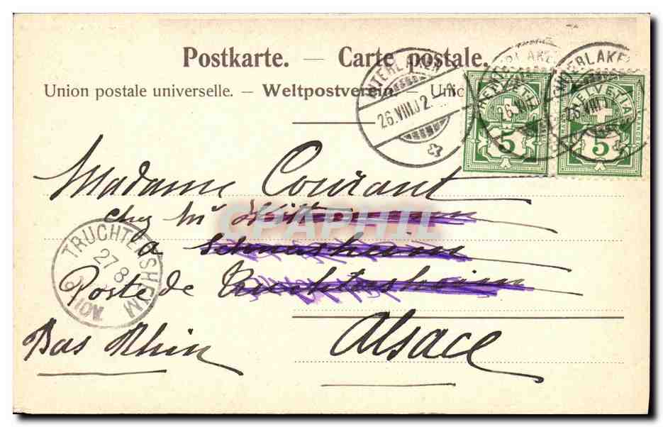 CPA Interlaken Mit Jungfrau — Rückseite