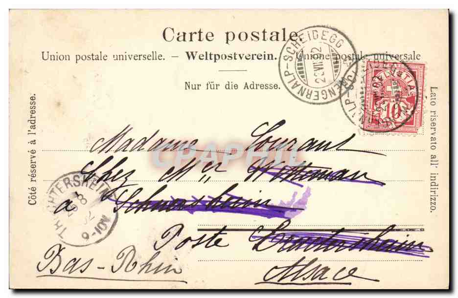 CPA Kleine Soheidegg und Wetterhorn — Rückseite
