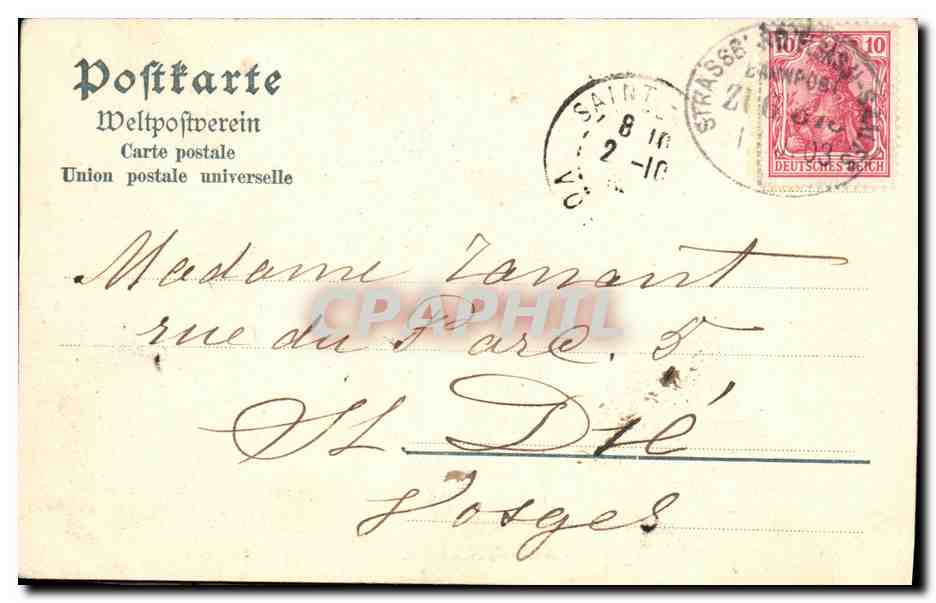 Hohkönigsburg près de Schlettstadt — 755 m d'altitude — éditeur non identifié, n° 498 — Rückseite